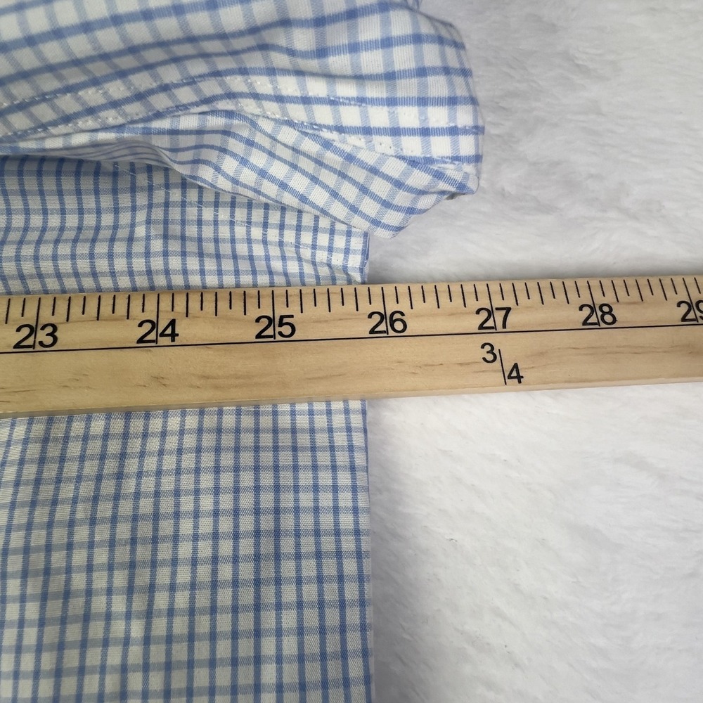 Brooks Brothers Dress Shirt Mens 17 Blue Check Non Iron Long Sleeve Cotton - Picture 6 of 8